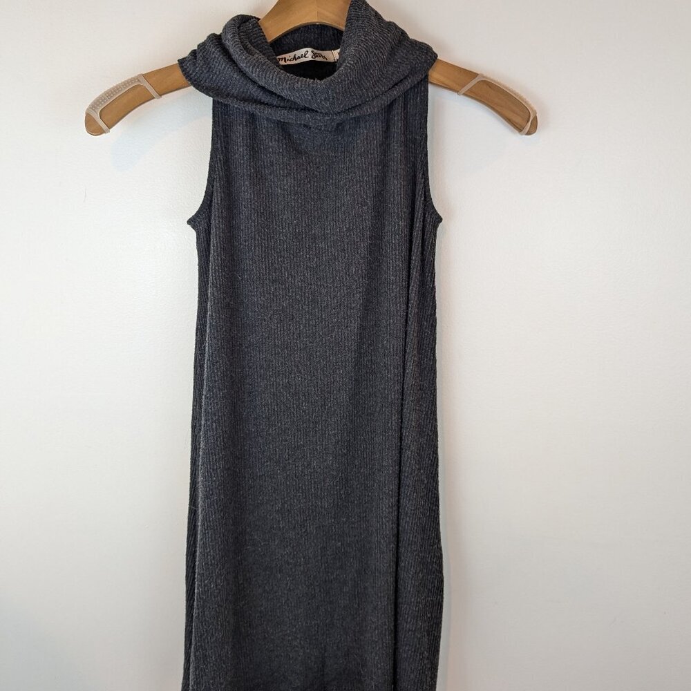 Michael Stars Mock Neck Sleeveless Ribbed Sweater Dress in Gray, Sz XS